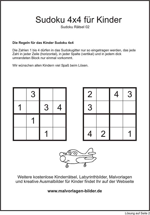 Sudoku Für Kinder Zum Ausdrucken 4x4