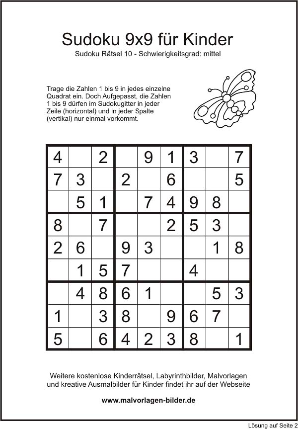 Kinder Sudoku Leicht Zum Ausdrucken