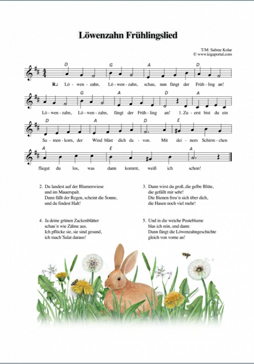 Frühlingslieder Für Kinder Zum Ausdrucken