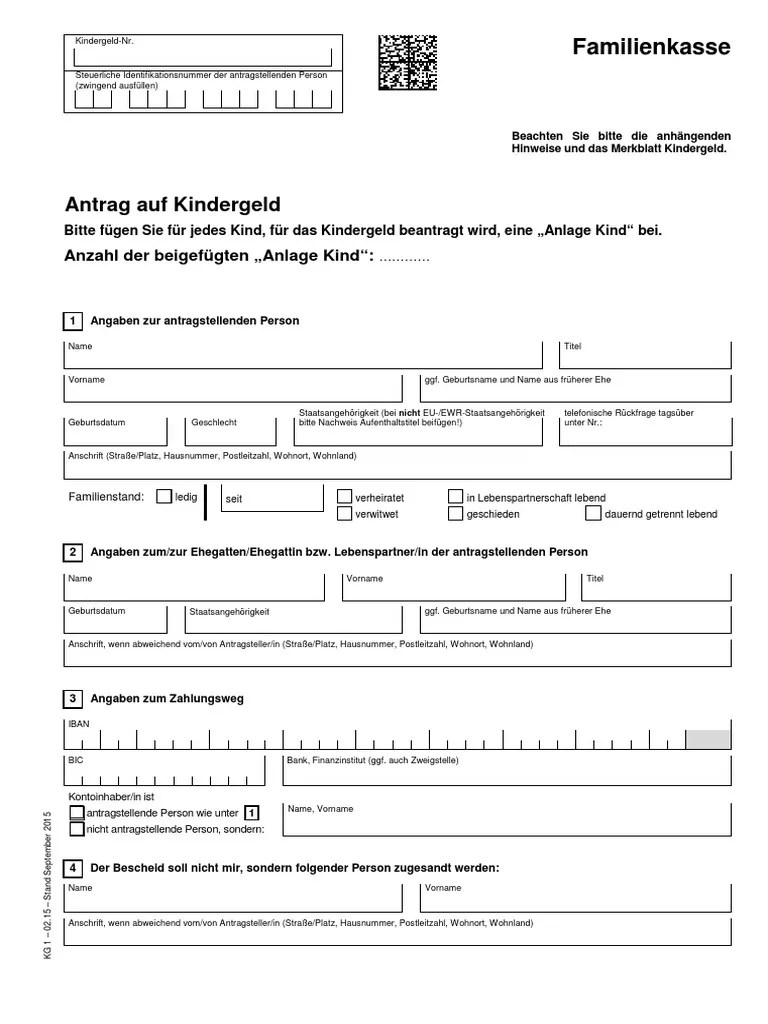 Kindergeldantrag Anlage Kind Zum Ausdrucken