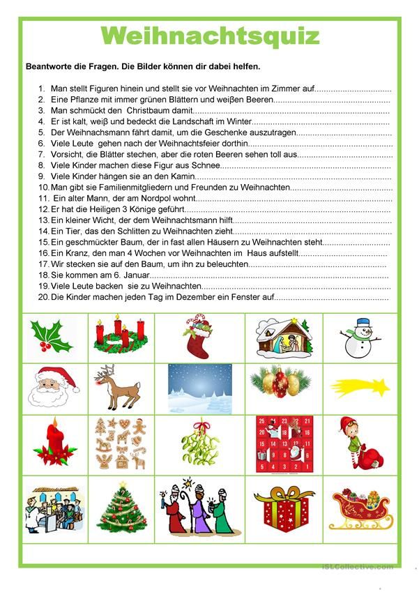 Weihnachtsquiz Kinder Zum Ausdrucken