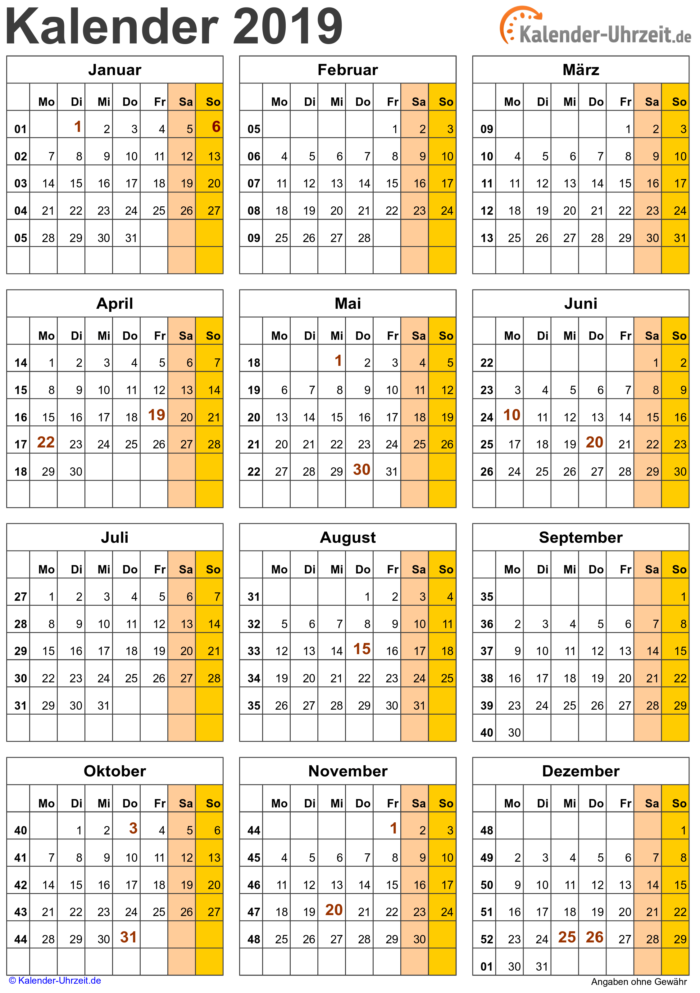 Kalender 2019 Kinder Zum Ausdrucken