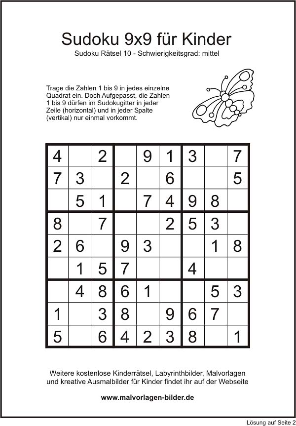 Sudoku Kinder Zum Ausdrucken