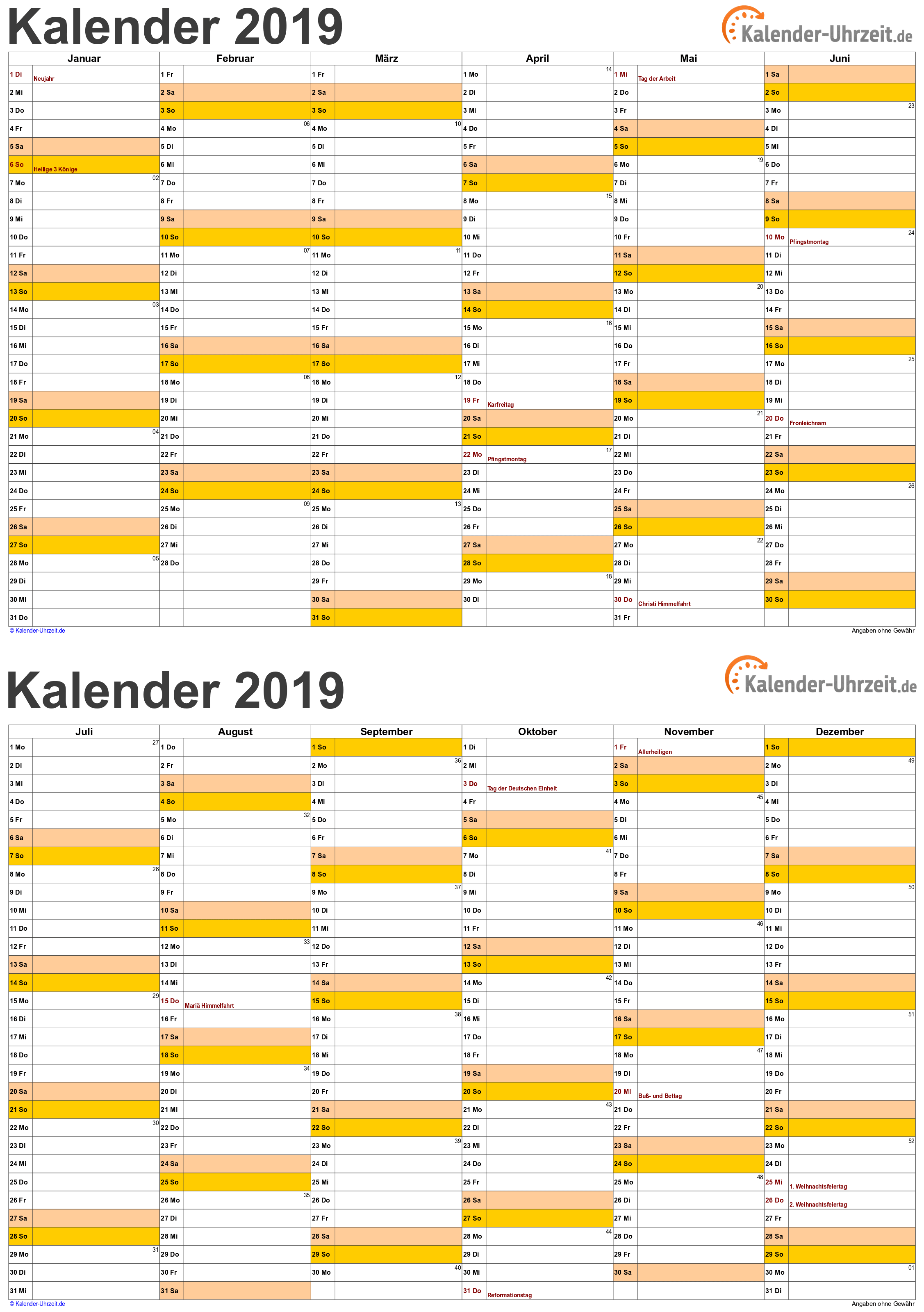 Kalender 2019 Für Kinder Zum Ausdrucken Gratis