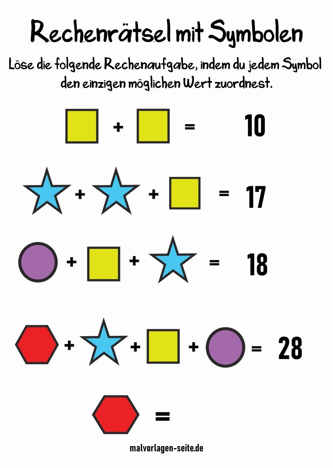 Rechenrätsel Für Kinder Zum Ausdrucken