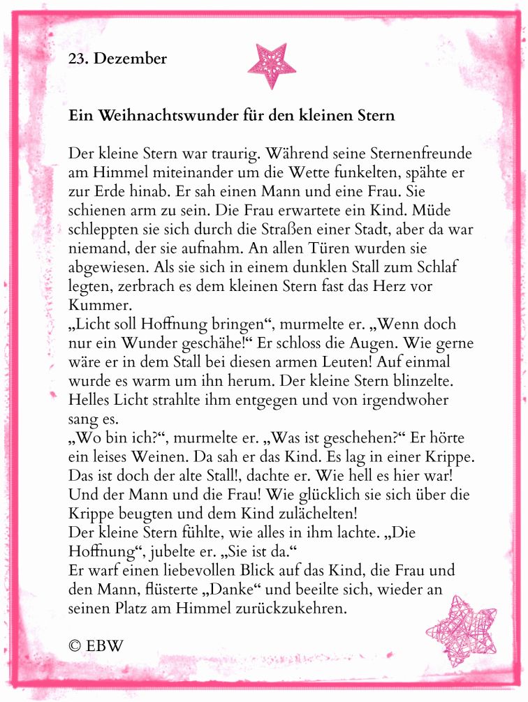 Kurze Kinder Weihnachtsgeschichte Zum Ausdrucken