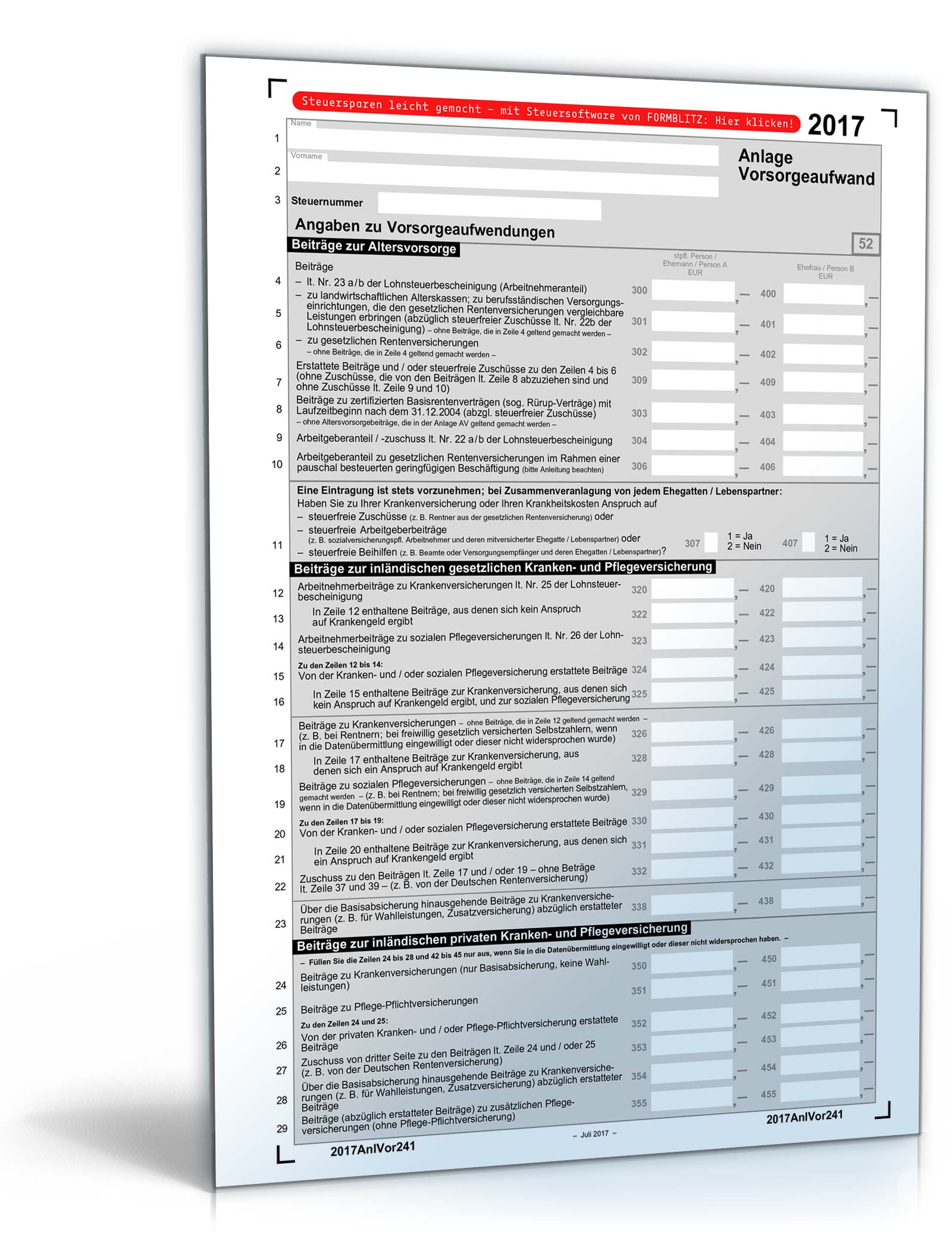 Anlage Kind 2017 Formular Pdf Zum Ausdrucken